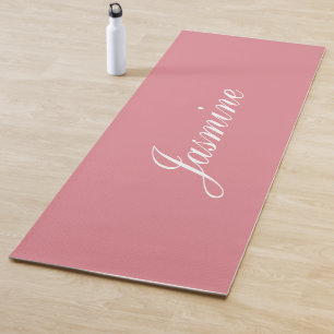 Eleganter Rosa Personalisierter Name Yoga Mat Yogamatte