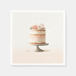 Eleganter rosa Pfirsich-Blumen-Kuchen Junggesellin Serviette