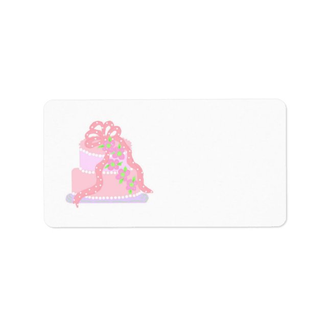 Eleganter rosa Ribbon Cake Adressaufkleber (Vorne)