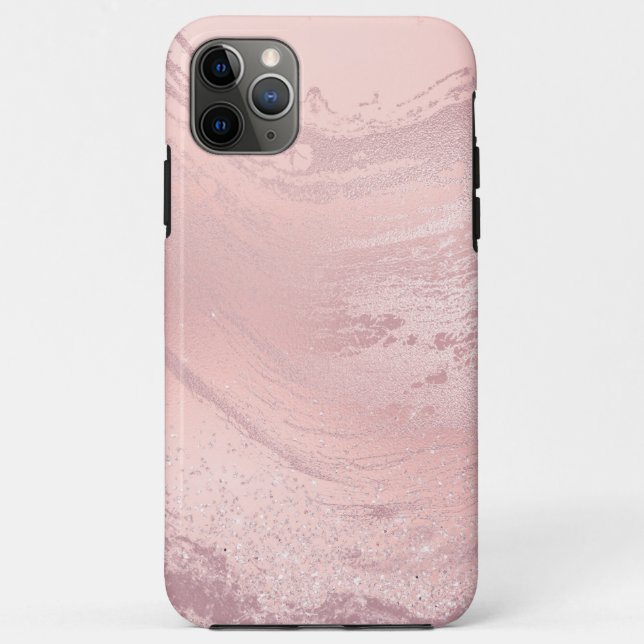 Eleganter Rosa-Rosa-Glitzer-Marmor Case-Mate iPhone Hülle (Rückseite)
