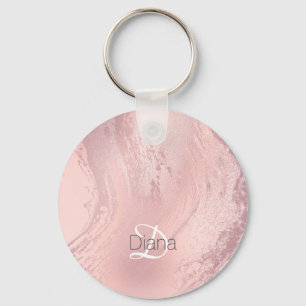 Eleganter Rosa Rosa-Glitzer-Marmor Schlüsselanhänger