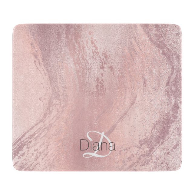 Eleganter Rosa-Rosa-Glitzer-Marmor Schneidebrett (Vorderseite)