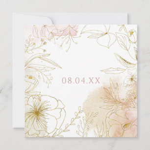 Eleganter rosa Rosa Rosa Gold Floral Save The Date