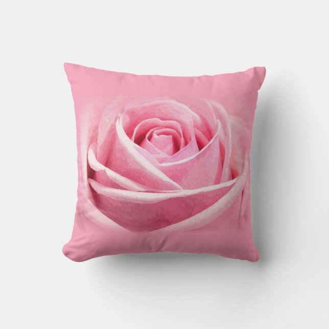 Eleganter rosa Rosen-Blumen-moderner Kissen (Vorderseite)