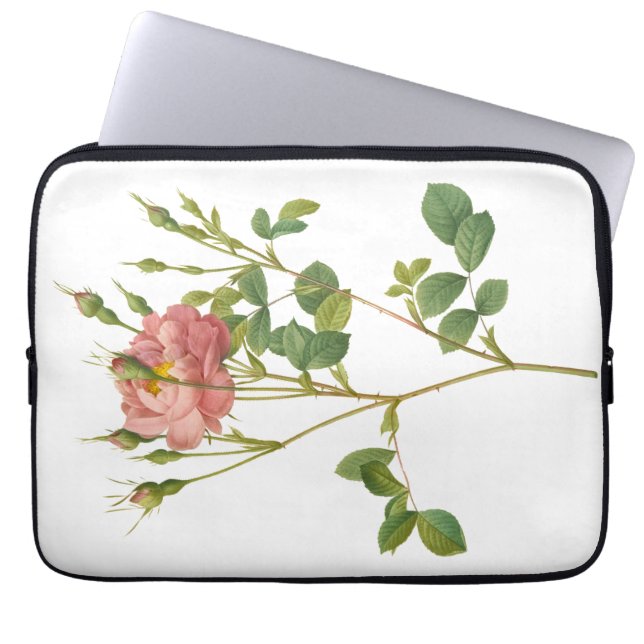 Eleganter rosa Rosenknospe Botanischer Laptop-Sieb Laptopschutzhülle (Vorderseite)