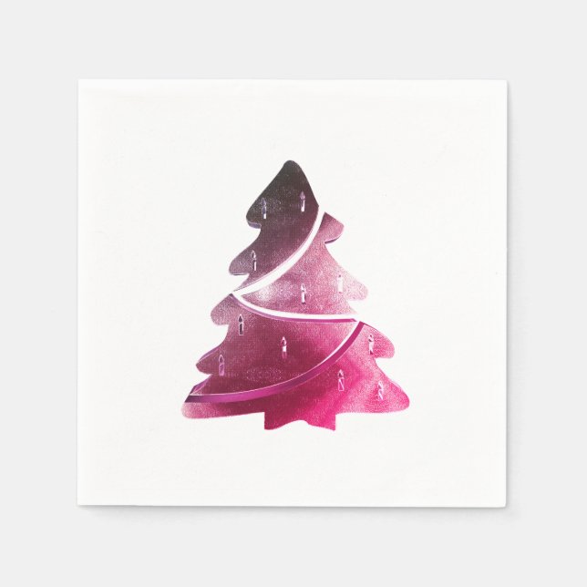 Eleganter rosa Roter Weihnachtsbaum Serviette (Vorderseite)