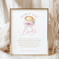 Eleganter rosa Schleife Kaffee Baby Shower Spiel P