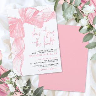 Eleganter rosa Schleifen-Brautjungfernparty Einladung