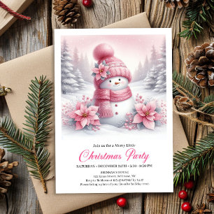Eleganter rosa Schneemann-Kinder-Weihnachtseinladu Einladung
