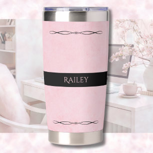 Eleganter Rosa-Schwarzer Reisebecher Thermobecher