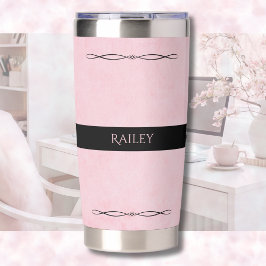 Eleganter Rosa-Schwarzer-Reisemug Thermobecher