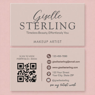 Eleganter, rosa Script QR Code Visitenkarte