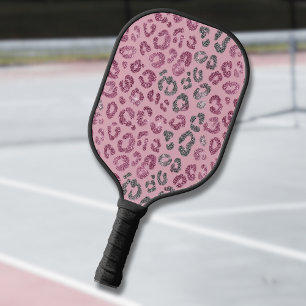 Eleganter rosa silberner Glitter-Leopard auf Roség Pickleball Schläger