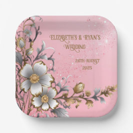 Eleganter rosa Sparkle Hochzeitshintergrund Pappteller