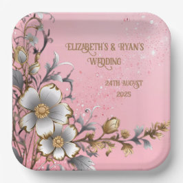 Eleganter rosa Sparkle Hochzeitshintergrund Pappteller
