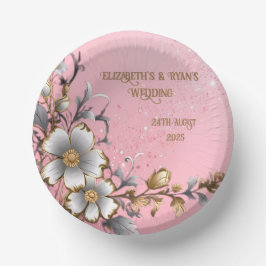 Eleganter rosa Sparkle Hochzeitshintergrund Pappteller