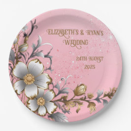Eleganter rosa Sparkle Hochzeitshintergrund Pappteller