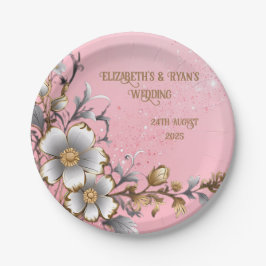 Eleganter rosa Sparkle Hochzeitshintergrund Pappteller