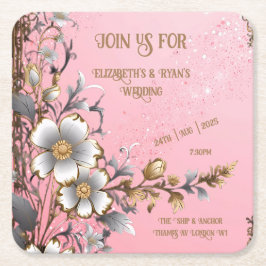 Eleganter rosa Sparkle Hochzeitshintergrund Rechteckiger Pappuntersetzer