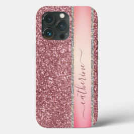 Eleganter rosa Strip-Glitzer Benutzerdefinierter N Case-Mate iPhone Hülle