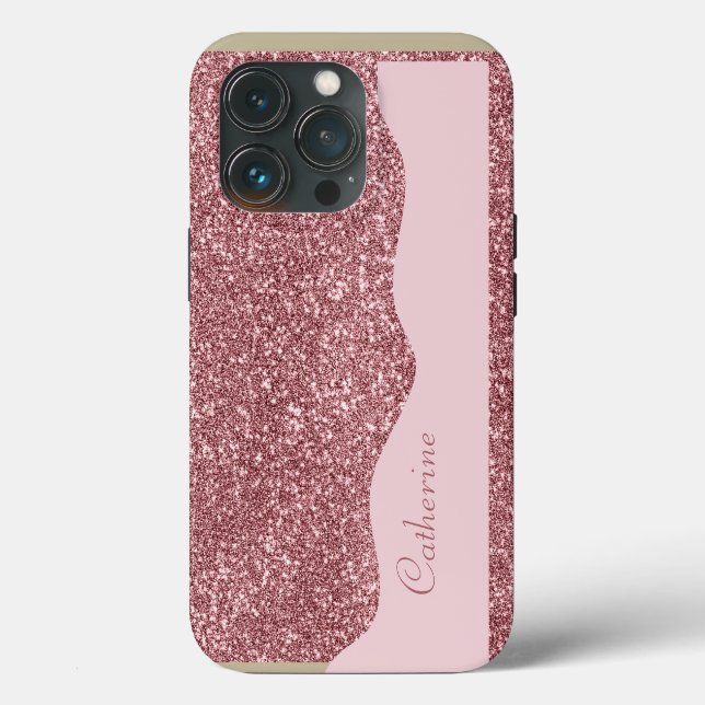 Eleganter rosa Tropfen Glitzer Benutzerdefinierter Case-Mate iPhone Hülle (Rückseite)
