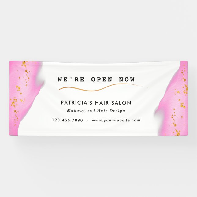 Eleganter Rosa- und Gold-Glitzer Banner (Horizontal)