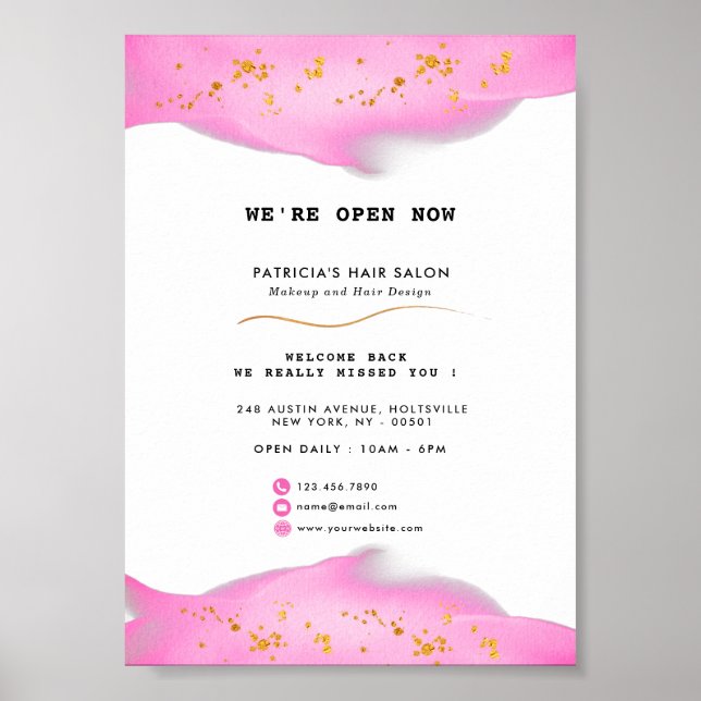 Eleganter Rosa- und Gold-Glitzer Poster (Vorne)