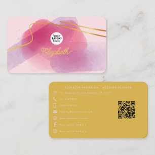 Eleganter Rosa und Gold Pinselstriche Visitenkarte