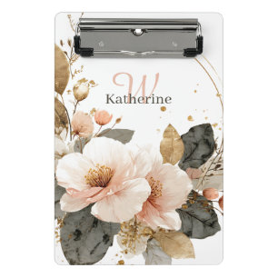 Eleganter Rosa- und Goldblumenreath, Individuelle Mini Klemmbrett