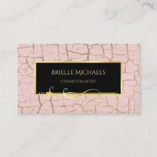 Eleganter rosa und goldener Crackle Paint Cosmetol Visitenkarte
