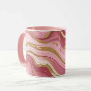 Eleganter rosa und goldener Marmor Tasse