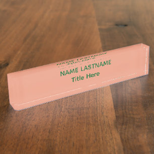 Eleganter rosa und grüner individueller Name Namensplakette