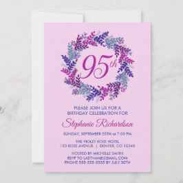 Eleganter Rosa und Lila Kraut 95. Geburtstag Einladung