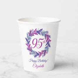 Eleganter Rosa und Lila Kraut 95. Geburtstag Pappbecher