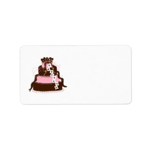 Eleganter Rosa- und Schokoladenkuchen Adressaufkleber