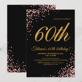 Eleganter Rosa und Schwarze Rose Gold Glitzer Gebu Einladung