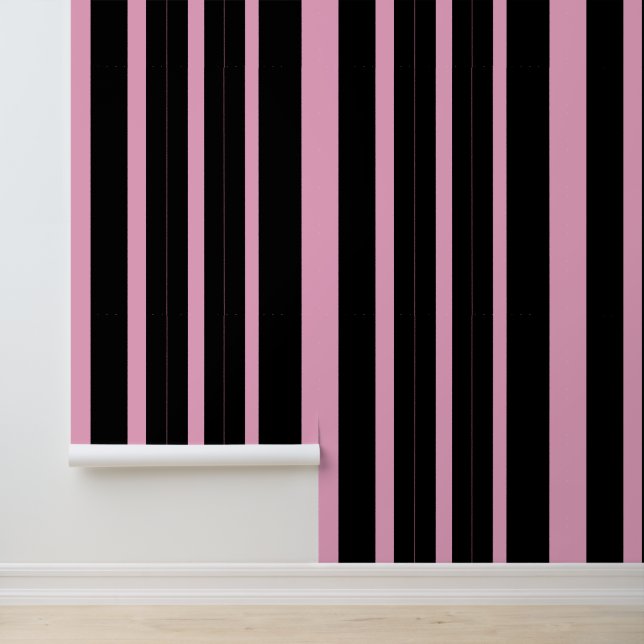 Eleganter Rosa und schwarzer Streifen Tapete (Anwendung)