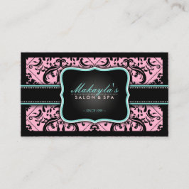 Eleganter rosa und schwarzer Vintager Damast Terminkarte
