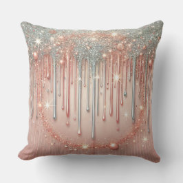 Eleganter Rosa- und Silberrosa-Glitzer Tropfen Kissen