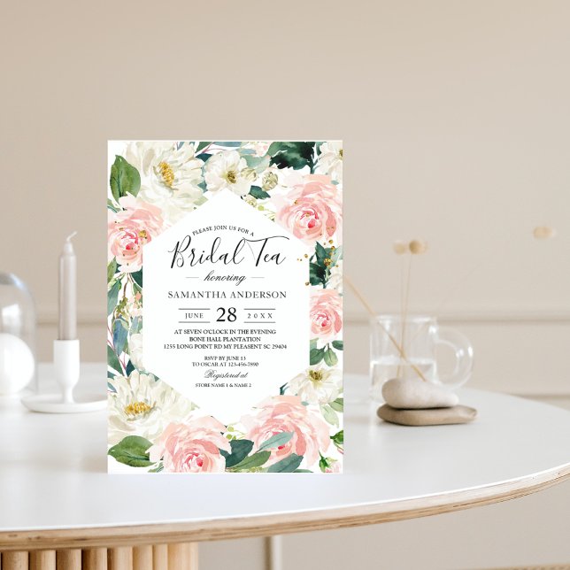 Eleganter rosa und weißer Aquarellrahmen Einladung (Von Creator hochgeladen)