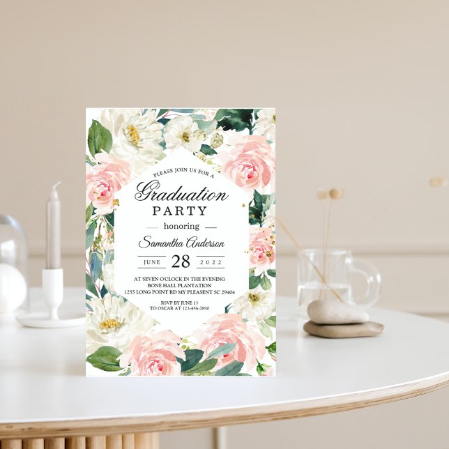 Eleganter rosa und weißer Aquarellrahmen Einladung (Von Creator hochgeladen)