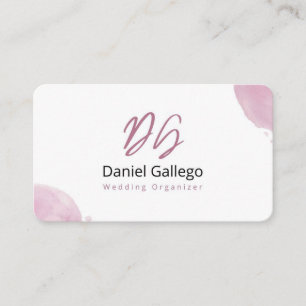 Eleganter rosa Wasserfarbe Hochzeitsplaner Geschäf Visitenkarte