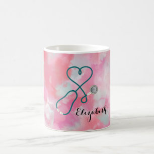 Eleganter rosa Wasserfarben-Arzt Kaffeetasse