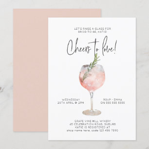 Eleganter Rosa Wein Liebe Brautparty Einladung