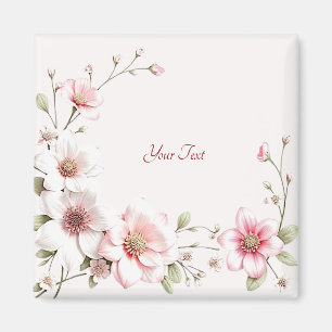 Eleganter Rosa Weißer Blumenmagnet Magnet