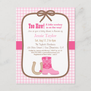 Eleganter Rosa Western Theme Babydusche Einladunge Einladung