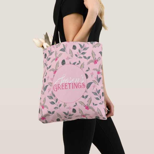 Eleganter rosa Winter florale Wasserfarben Weihnac Tasche (Von Nahem)