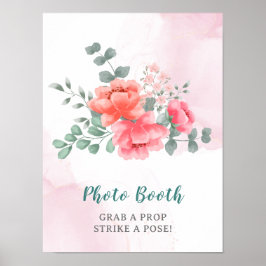 Eleganter, rosafarbener Aquarellstand mit Foto Poster