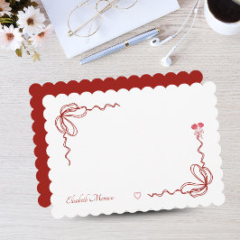 Eleganter rosafarbener Bow Personalisiert Mitteilungskarte