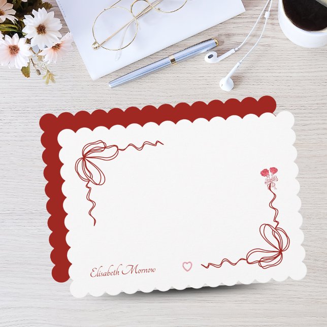 Eleganter rosafarbener Bow Personalisiert Mitteilungskarte (Elegant Watercolor Bow Personalized Note Cards)